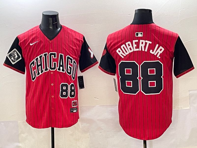 Men Chicago White Sox #88 Robert jr Red Stripe Joint Name 2025 Nike MLB Jersey style 4->chicago white sox->MLB Jersey